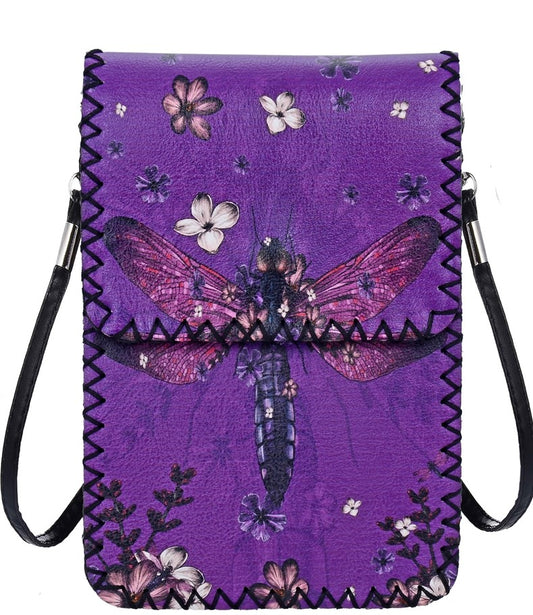 Dragonfly Purple Crossbody Bag - oddsandendz